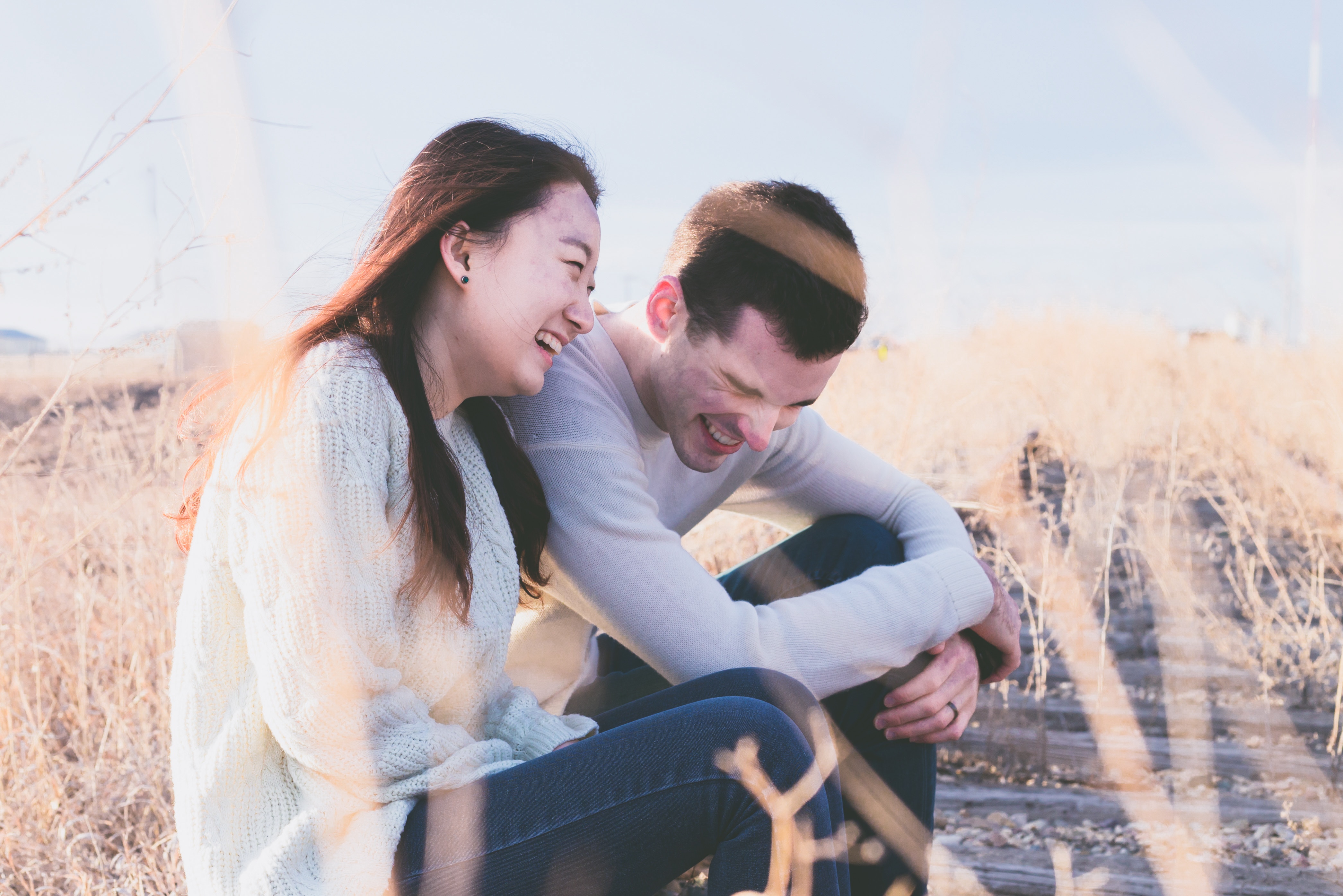 a happy couple having fun together